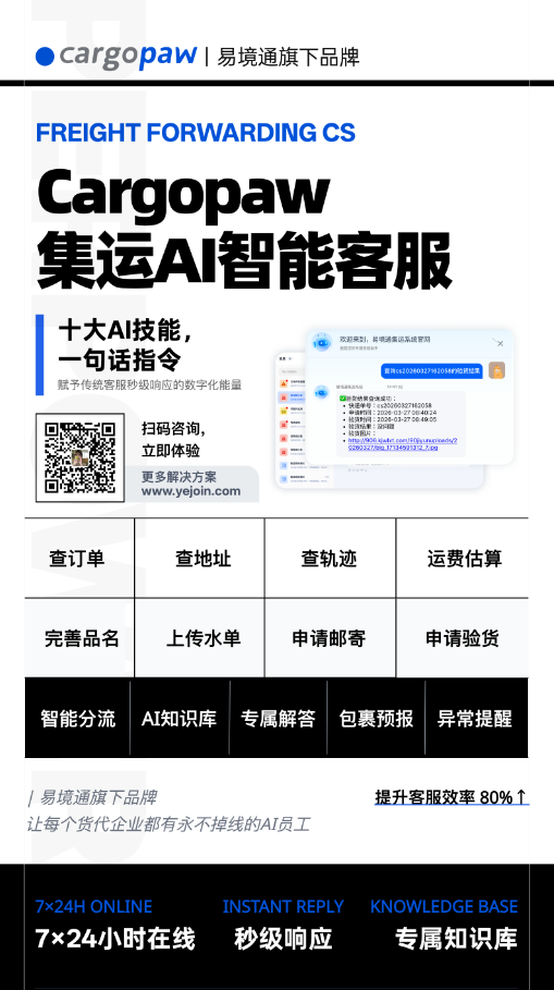 集运客服提效指南：恒盛 Cargopaw AI智能客服7×24小时在线秒级响应